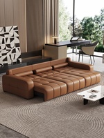 Canapé sectionnel trois places en cuir véritable, style luxe léger, électrique et réglable, pour petit appartement ou salon
