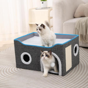 <span class=keywords><strong>Lit</strong></span> <span class=keywords><strong>tipi</strong></span> chat moderne portable <span class=keywords><strong>avec</strong></span> plusieurs niveaux ensemble de meubles de chat pliables en tissu pour usage domestique pour les meubles de salon - Product Image 1