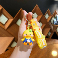 Nouveau porte-clés créatif en silicone en forme de petit canard jaune, pendentif mignon pour sac de couple, accessoires de voiture, ornements