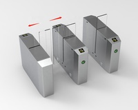 Porte tournante coulissante d'entrée de bureau, anti-empreintes digitales, anti-traces, en acier inoxydable, avec levier de frein rotatif, lecteur de carte RFID, IP68