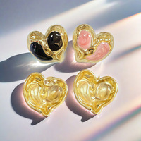 Pendientes de joyería de acero inoxidable en forma de corazón con goteo de aceite irregular de alta moda SongYi