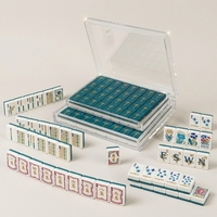 Tuiles de Mahjong Américain Teal Ginkgo de Luxe, Portables, en Acrylique Premium, Design Art Déco Feuille d'Automne pour le Divertissement et les Événements Sociaux