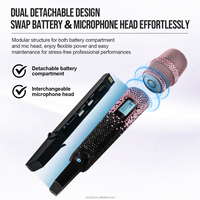 Micrófono Inalámbrico VOXFULL SKM9100 con Diseño de Diamantes de Cristal UHF para Cantar en Fiestas, Karaoke y Eventos en Vivo, Conector XLR