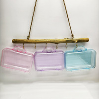 Boîte à bijoux en plastique PS recyclable en gros, mode simple, couleur transparente, sac généreux, rangement de cosmétiques, artisanat à main