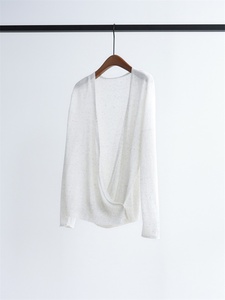 Cardigan in <span class=keywords><strong>maglia</strong></span> sottile coreano <span class=keywords><strong>con</strong></span> scollo a V in misto lino e filato di carta, a maniche lunghe, per l'inizio dell'autunno, vestibilità ampia e stile casual - Product Image 4