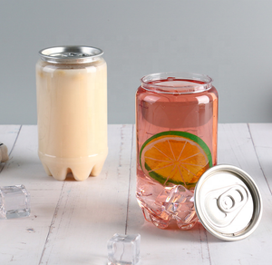 Logo Print 330ml 500ml 650ml Plastic Transparent PET Clear Soda Beverage Can with Easy Open Lid