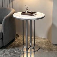Table d'appoint moderne ronde à motif marbre avec support métallique pour canapé, salon, chambre à coucher, meubles d'intérieur