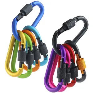 Aluminum D Ring Key Rings Hiking Clips Locking Carabiner For Hiking Camping Fishing And Outdoor Use Clips With Screw Gate