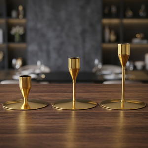 Portavelas de latón metálico de acento para el hogar, candelabro de boda de lujo para Decoración de mesa de cena de Navidad, molde de vela de Navidad elegante - Product Image 1