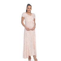 Vêtements de grossesse d'été robe de grossesse florale confortable alimentation col en v allaitement longue robe portefeuille