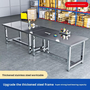طاولة عمل من الفولاذ المقاوم للصدأ 304 للمطاعم والمقاصف، سطح طاولة سميك، طاولة متينة للقطع والتحضير - Product Image 2