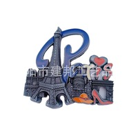 Aimants de réfrigérateur en alliage de zinc, souvenirs touristiques en métal de Paris : Tour Eiffel, Arc de Triomphe et Église Blanche.