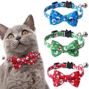 Navidad lujo gato <span class=keywords><strong>Collar</strong></span> encantos personalizado independencia día EE. UU. Banderas moderno poliéster pajarita <span class=keywords><strong>collar</strong></span> campana joyería Breakaway - Product Image 6