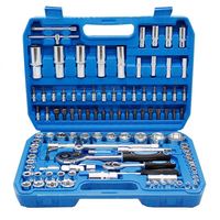 Lot de 121 outils à main combinés en acier au carbone pour réparation automobile, douilles 1/2 ", 3/8 ", 1/4 ", pour l'entretien