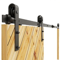 Kit de quincaillerie pour porte de grange simple WEKIS en acier au carbone durable de 6,6 pieds, système de rail coulissant moderne à fermeture douce pour intérieur