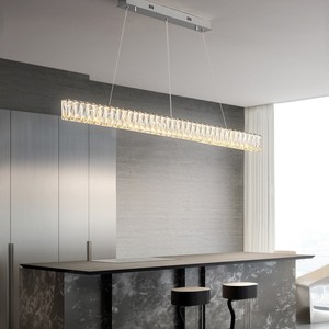 Hanging Linear Pendent <b>Light</b> Dining <b>Room</b> Restaurant Modern Simple Crystal Line Chandelier - Product Image 5