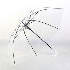 Parapluie de pluie transparent pour femme avec logo personnalisé, coupe-vent, petit MOQ, vente en gros directe usine Chine, modèle XJ451 - Product Image 3