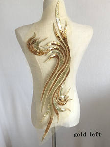 Большой патч с золотыми блестками вышивка аппликация сетчатая кружевная ткань шитье на платье одежда - Product Image 4