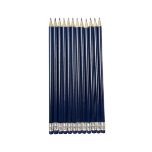 <span class=keywords><strong>Crayon</strong></span> en bois rond bleu foncé FSC HB avec gomme, vente en pièce unique, vente d'usine, logo et emballage personnalisés, certifié EN71 ISO - Product Image 4