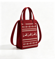 Sac à main mini en polyester tricoté avec motif de rennes de Noël Fair Isle vintage pour femme