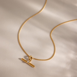 Collar de Estilo Clásico para <span class=keywords><strong>Mujer</strong></span>, Diseño Original Europeo y Americano de Bowei, con Barra en T de Acero Inoxidable con Incrustaciones de Diamantes de Imitación Blancos - Product Image 4