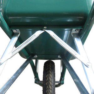 WB6400M 130kg Heavy Duty Construction Wheelbarrow 4.00-8 Pneumatic Rubber <b>Wheel</b> Powder Coated 0.9mm Steel Metal Tray - Product Image 5