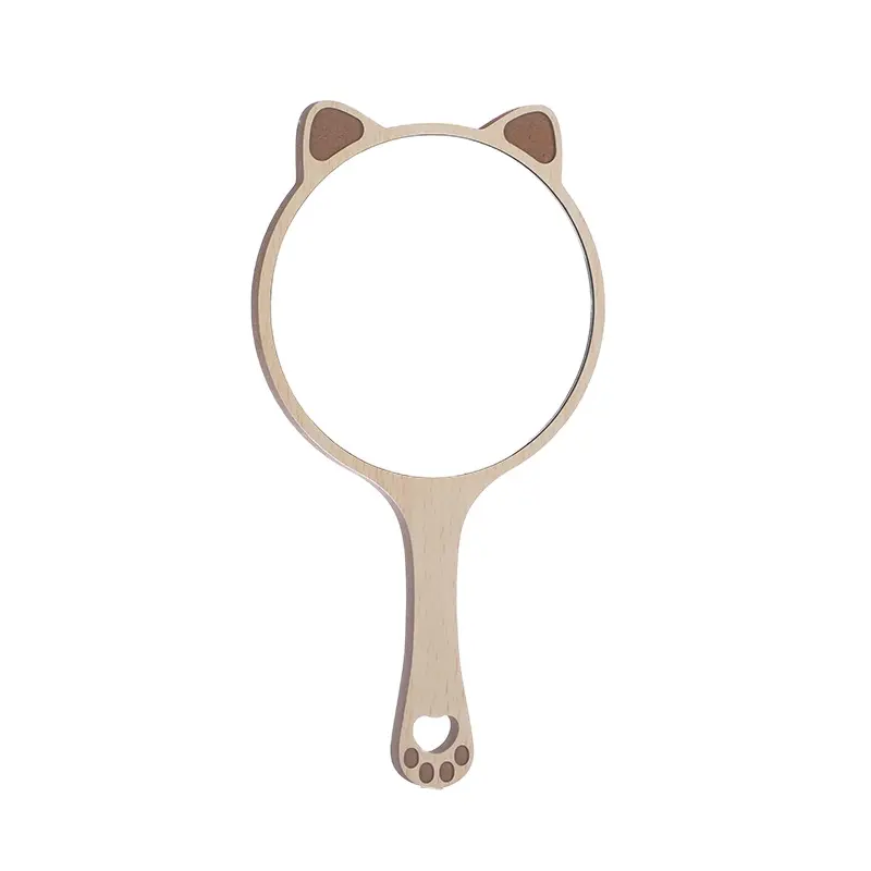 2021 new girl dressing mirror creative cute animal wooden handle make-up mirror female bedroom handheld mirror wholesale