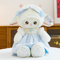 Peluche Mouton Lolita Douce, Jouet en Peluche Agneau Blanc avec Robe pour Vente en Gros et Assortiments Cadeaux