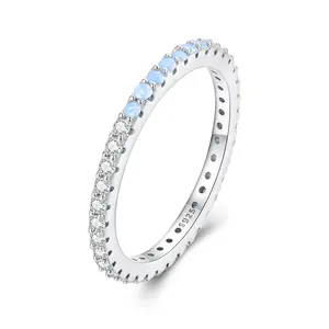 OEM蓝宝石无光泽蛋白石批发精品珠宝戒指纯度拇指s925银漂亮立方氧化锆结婚戒指