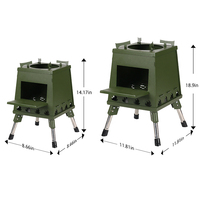 Réchaud de camping pliable LULING en bois et charbon de bois, barbecue portable en acier au carbone pour l'extérieur avec gants et sac de rangement