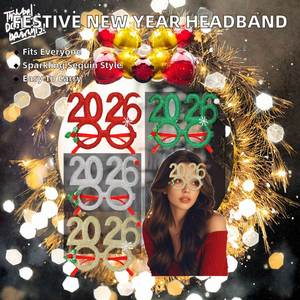 Wholesale Plastic New Year Christmas Party Headband with <b>Sequin</b> Hair Hoop and Glasses 2026 Portable Gift - Product Image 6