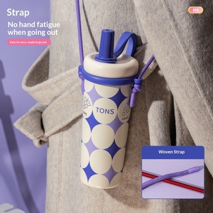 Tasse isotherme en acier inoxydable pour femme, élégante, portable, grande capacité, avec paille, idéale pour les cadeaux d'affaires - Product Image 6
