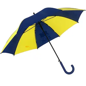 23Inch 8K Fast Delivery Automatic Blue And Yellow Promotional Straight Umbrella Accept Custom Logo