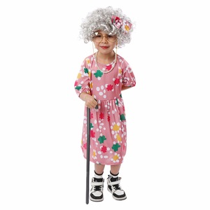 Disfraz de abuela para niños con peluca y bastón para juegos de rol y actuaciones escolares - Product Image 1