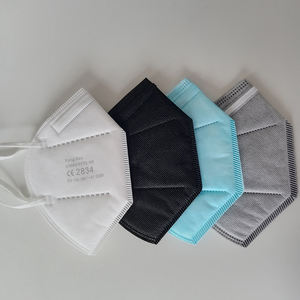 Masker Wajah Dewasa Sekali Pakai Hitam Ramah Kulit 6-Lapisan KN95 Anti-Debu PM <span class=keywords><strong>2.5</strong></span> Logo Kustom Dicetak Lipat Bahan Kain Non-Woven - Product Image 6