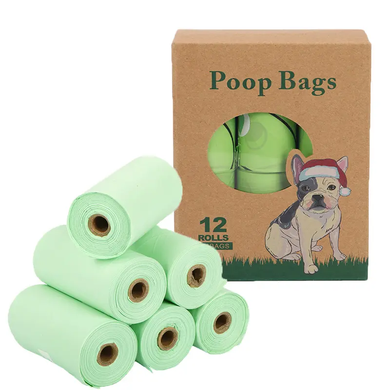 Maïszetmeel Composteerbare Pet Kak Tassen Wegwerp Hond Afval Tas Hundebeutel 100% Gerecycled Bolsas De Caca Para Perro