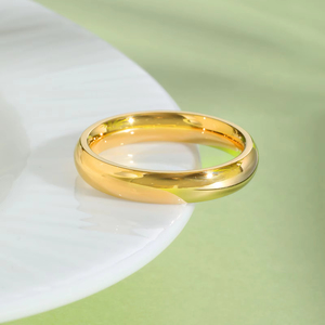Bague Homme en Acier Inoxydable Plaqué Or 14 carats, Finition <span class=keywords><strong>Soign</strong></span>ée Simple et Lisse, Étanche, Bijoux en Gros - Product Image 1
