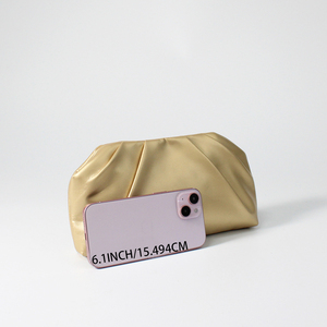 Sac à main minimaliste plissé pour femme, en similicuir doux, pochette nuage décontractée pour soirée, sac bandoulière à chaîne pour le quotidien, le travail, les mariages et les rendez-vous - Product Image 3
