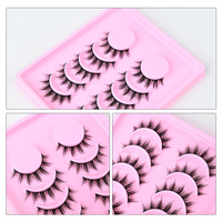 Prix de gros 5 paires de faux cils synthétiques faits à la main, bande noire, effet volume, pour la beauté