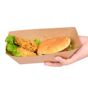 Prêt à expédier <span class=keywords><strong>2022</strong></span> 1000 pièces boîtes à collations en forme <span class=keywords><strong>de</strong></span> bateau en papier Kraft plateaux à emporter pour Sushi Hot Dog frites stratification mate - Product Image 1