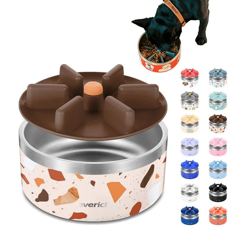 2023 18/8 Stainless Steel Slow bowls large bowls Vacuum insulated dog bowl slow feeder for Dog Pet divider