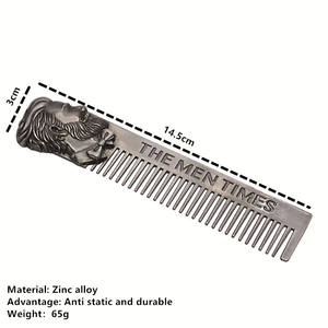 Peigne à cheveux noir pour hommes vente en gros et à chaud d'usine OEM, peigne à huile rétro pour <span class=keywords><strong>gentleman</strong></span>, peigne de salon de styliste en métal antistatique - Product Image 2