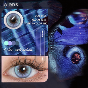 Lalens - Lentes de Contacto de Color <span class=keywords><strong>Mensuales</strong></span> al por Mayor, Lentes de Contacto Cosméticas con Diseño de Mariposa, Lentes de Contacto de Color Azul con Prescripción para Ojos Claros - Product Image 1