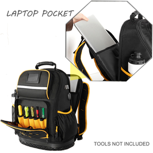 <b>Heavy</b> <b>Duty</b> Waterproof OEM Tool <b>Backpack</b> with Hard Bottom and Tool Pouch 25-29 Pockets & Laptop Pocket - Product Image 1