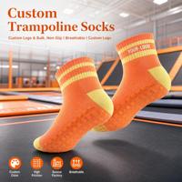 Chaussettes de trampoline en coton jacquard personnalisées, respirantes, absorbant la transpiration, écologiques, séchage rapide, antidérapantes pour femmes et jeunes