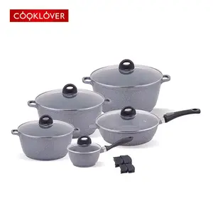 Cooklover 10 pezzo pentola di alluminio di induzione fondo marmo rivestito zuppa di pentola salsa di pan friggere pan set di pentole