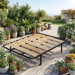 Base de Cama Metálica Residencial para Interiores con Somier de Láminas Ventiladas y Curvadas, Simple, para <span class=keywords><strong>Colchones</strong></span> de Espuma de Varios Tamaños - Product Image 3