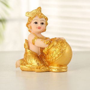 Vente en gros Feng Shui Statue Résine Hindou Dieu Figurine Bal Krishna Sculpture Makhan Chor Indien Bouddha Diwali Cadeau Temple Ornement - Product Image 2