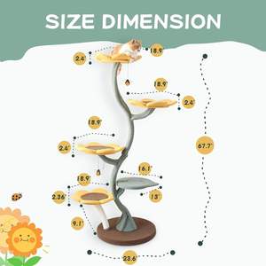 Meilleures ventes : Arbre à chat moderne en bois, multi-niveaux, sécurisé, avec plateforme de saut et meubles intégrés - Product Image 2