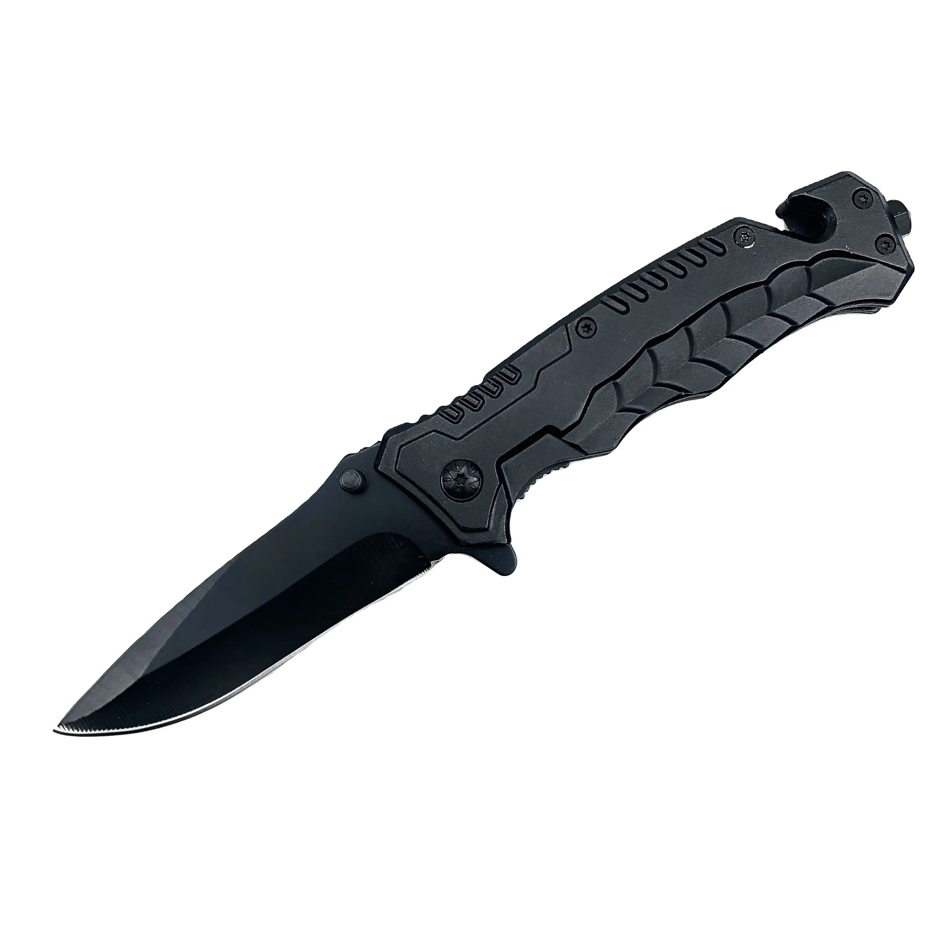 black coated blade mini portable folding knife lanyard cutter glass breaker multi function pocket knife